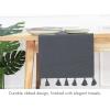 PurpleEssences Solid Ribbed Woven Table Runner with Multi-Tassels Farmhouse Dining Room – Perfect for Every Day and Seasonal Decor – Fall Thanksgiving – 13×90 Inches – Olive Green(Mineral Gray)