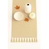 PurpleEssences Solid Ribbed Woven Table Runner with Multi-Tassels Farmhouse Dining Room – Perfect for Every Day and Seasonal Decor – Fall Thanksgiving – 13×90 Inches – Olive Green(Beige)