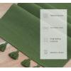 PurpleEssences Solid Ribbed Woven Table Runner with Multi-Tassels Farmhouse Dining Room – Perfect for Every Day and Seasonal Decor – Fall Thanksgiving – 13×90 Inches – Olive Green(Sage Green)