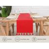 PurpleEssences Solid Ribbed Woven Table Runner with Multi-Tassels Farmhouse Dining Room – Perfect for Every Day and Seasonal Decor – Fall Thanksgiving – 13×90 Inches – Olive Green(Red)