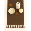 PurpleEssences Solid Ribbed Woven Table Runner with Multi-Tassels Farmhouse Dining Room – Perfect for Every Day and Seasonal Decor – Fall Thanksgiving – 13×90 Inches – Olive Green(Nut Brown)
