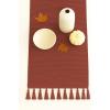 PurpleEssences Solid Ribbed Woven Table Runner with Multi-Tassels Farmhouse Dining Room – Perfect for Every Day and Seasonal Decor – Fall Thanksgiving – 13×90 Inches – Olive Green(Rust)