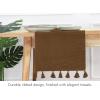PurpleEssences Solid Ribbed Woven Table Runner with Multi-Tassels Farmhouse Dining Room – Perfect for Every Day and Seasonal Decor – Fall Thanksgiving – 13×90 Inches – Olive Green(Nut Brown)