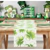 PurpleEssences St Patricks Day Shamrock Decorations Table Runner Green Clover, Dining Table Decoration for Indoor Home Party – 13 X 72 Inch – Shamrock 4 Leaf Clover(Water Color Shamrock)