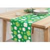 PurpleEssences St Patricks Day Shamrock Decorations Table Runner Green Clover, Dining Table Decoration for Indoor Home Party – 13 X 72 Inch – Shamrock 4 Leaf Clover(Multi Green Shamrock)