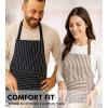 PurpleEssences Striped Adjustable Kitchen Aprons with 2 Pockets, Cotton – Soft Durable for Home or Restaurant for Men & Women(Assorted – Cream Nut Brown and White Black)