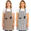 PurpleEssences Striped Adjustable Kitchen Aprons with 2 Pockets, Cotton – Soft Durable for Home or Restaurant for Men & Women(Assorted – White Black and Cream Nut Brown)