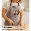 PurpleEssences Striped Adjustable Kitchen Aprons with 2 Pockets, Cotton – Soft Durable for Home or Restaurant for Men & Women(Assorted – White Black and Cream Nut Brown)