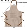 PurpleEssences Striped Adjustable Kitchen Aprons with 2 Pockets, Cotton – Soft Durable for Home or Restaurant for Men & Women(Large Stripe – Cream Nut Brown)