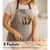 PurpleEssences Striped Adjustable Kitchen Aprons with 2 Pockets, Cotton – Soft Durable for Home or Restaurant for Men & Women(Large Stripe – Cream Nut Brown)