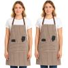 PurpleEssences Striped Adjustable Kitchen Aprons with 2 Pockets, Cotton – Soft Durable for Home or Restaurant for Men & Women(Large Stripe – Cream Nut Brown)