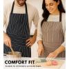 PurpleEssences Striped Adjustable Kitchen Aprons with 2 Pockets, Cotton – Soft Durable for Home or Restaurant for Men & Women(Large Stripe – White Black)