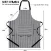 PurpleEssences Striped Adjustable Kitchen Aprons with 2 Pockets, Cotton – Soft Durable for Home or Restaurant for Men & Women(Large Stripe – White Black)
