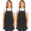 PurpleEssences Striped Adjustable Kitchen Aprons with 2 Pockets, Cotton – Soft Durable for Home or Restaurant for Men & Women(Large Stripe – White Black)