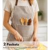 PurpleEssences Striped Adjustable Kitchen Aprons with 2 Pockets, Cotton – Soft Durable for Home or Restaurant for Men & Women(Small Stripe – Cream Nut Brown)