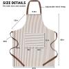 PurpleEssences Striped Adjustable Kitchen Aprons with 2 Pockets, Cotton – Soft Durable for Home or Restaurant for Men & Women(Small Stripe – Cream Nut Brown)