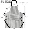 PurpleEssences Striped Adjustable Kitchen Aprons with 2 Pockets, Cotton – Soft Durable for Home or Restaurant for Men & Women(Small Stripe – White Black)