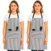 PurpleEssences Striped Adjustable Kitchen Aprons with 2 Pockets, Cotton – Soft Durable for Home or Restaurant for Men & Women(Small Stripe – White Black)