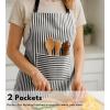 PurpleEssences Striped Adjustable Kitchen Aprons with 2 Pockets, Cotton – Soft Durable for Home or Restaurant for Men & Women(Small Stripe – White Black)