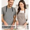PurpleEssences Striped Adjustable Kitchen Aprons with 2 Pockets, Cotton – Soft Durable for Home or Restaurant for Men & Women(Small Stripe – White Black)