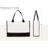 PurpleEssences Stylish Canvas Tote Bag Daily Essentials for Women, Cute Reusable Cloth Cotton Bags for Shopping Grocery(Cream Black)