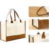 PurpleEssences Stylish Canvas Tote Bag Daily Essentials for Women, Cute Reusable Cloth Cotton Bags for Shopping Grocery(Cream Brown)