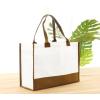 PurpleEssences Stylish Canvas Tote Bag Daily Essentials for Women, Cute Reusable Cloth Cotton Bags for Shopping Grocery(Cream Brown)