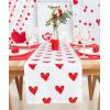 PurpleEssences Valentines Day Table Runner Love Heart Table Decor, Indoor Outdoor Holiday Anniversary Decoration for Home 13 X 72 Inch – White – Red Heart(White – Red Heart)
