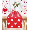 PurpleEssences Valentines Day Table Runner Love Heart Table Decor, Indoor Outdoor Holiday Anniversary Decoration for Home 13 X 72 Inch – White – Red Heart(Red – White Heart)