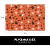 PurpleEssences Witch Ghost Tree Black Orange Halloween Placemats, 13×19 Inch Spooky Dining Table Mats Set of 4, Machine Washable Cotton Table Placemats, Haunted House