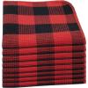 Waffle Weave Plaid Dish Cloths, 100% Cotton – 12 x 12 Inches, Ultra Soft Absorbent Quick Drying Dish Towels Buffalo Check Dish Rags for Kitchen, 8 Pack – Fall Thanksgiving – Black & White(Red Black)