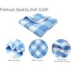 Waffle Weave Plaid Dish Cloths, 100% Cotton – 12 x 12 Inches, Ultra Soft Absorbent Quick Drying Dish Towels Buffalo Check Dish Rags for Kitchen, 8 Pack – Fall Thanksgiving – Black & White(Light Blue White)