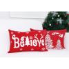 PurpleEssences 12×20-In Christmas Pillow Covers, Set of 2 Winter Holiday Red Pillow Covers, Washable Christmas Throw Pillow Covers, Believe and Merry Christmas(Red – Belive and Santa Above Pine)