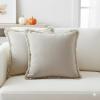 PurpleEssences 2 Pack Boho Cotton Fringe Throw Pillow Covers, Decorative Cushion Covers with Tassels for Couch, Sofa, Bed, Farmhouse Home Décor Fall Thanksgiving – Royal Linen(Royal Linen)