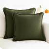 PurpleEssences 2 Pack Boho Cotton Fringe Throw Pillow Covers, Decorative Cushion Covers with Tassels for Couch, Sofa, Bed, Farmhouse Home Décor Fall Thanksgiving – Royal Linen(Olive Green)