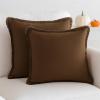PurpleEssences 2 Pack Boho Cotton Fringe Throw Pillow Covers, Decorative Cushion Covers with Tassels for Couch, Sofa, Bed, Farmhouse Home Décor Fall Thanksgiving – Royal Linen(Nut Brown)