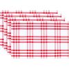PurpleEssences 4th of July Buffalo Plaid Placemats, Set of 4, Washable Spill Proof Double Layer Woven Checkered placemat for Dining Table and Kitchen – 13 x 19 Inch – Labor Day – Red Blue and White(Homestead Plaid – Red and White)