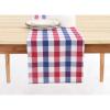 PurpleEssences 4th of July Buffalo Plaid Table Runner 14 x 54 inch Classic Farmhouse 100% Cotton Checkered Table Runner – Labor Day – Red Blue White(14 x 54 Inch)
