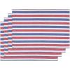 PurpleEssences 4th of July Striped Placemats, Set of 4, Washable Double Layer Woven placemat for Dining Table and Kitchen – 13 x 19 Inch – Labor Day – Red Blue and White(4th of July Red Blue and White)