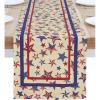 PurpleEssences 4th of July Table Runner – Pack of 1 – 14×72 Inches – Independence Day Indoor Outdoor Decorations – Labor Day – American Crimson(Rustic Patriotic)