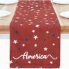 PurpleEssences 4th of July Table Runner – Pack of 1 – 14×72 Inches -Independence Day Indoor Outdoor Decorations – Labor Day – Celestial Liberty(American Crimson)