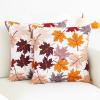 PurpleEssences Autumn Decorations Fall Porch Outdoor Throw Pillow Covers Décor Maple Leaves Farmhouse Cushion Cases 18 x 18 Inch Set of 2 for Home Couch Sofa Patio Bench – Autumn Leaves(Maple Leaves)