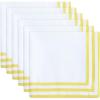 PurpleEssences Black and White Cloth Napkins – 18×18 Inch Set of 6-100% Cotton Elegant Hemstitch Dinner Napkins with 1.5″ Stripe Edges, Durable, Washable – Fall Thanksgiving Halloween Table Décor(Yellow)