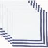 PurpleEssences Black and White Cloth Napkins – 18×18 Inch Set of 6-100% Cotton Elegant Hemstitch Dinner Napkins with 1.5″ Stripe Edges, Durable, Washable – Fall Thanksgiving Halloween Table Décor(Blue)