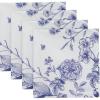 PurpleEssences Blue Floral Cloth Napkins – Set of 4, 18×18 Inch – 100% Cotton, Reusable, Soft Durable – Elegant Summer Table Decor for Every Occasion – Retro Floral(French Flower Garden)