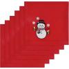PurpleEssences Christmas Embroidered Hemstitch 100% Cotton Napkin for Holidays, Family Gatherings & Dinner – Set of 6-18×18 inch – Red – Snowflakes(White – Snowman)