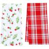 PurpleEssences Christmas Kitchen Towel Set of 2-100% Cotton Tea Towels for Baking, Cleaning, Entertainment & Cooking, Holiday – Snowman and Plaid(Mistletoe and Plaid)