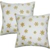 PurpleEssences Christmas Metallic Beige Throw Pillow Covers 18×18 Set of 2 | Decorative Cotton Lurex Metallic Finish Cushion Covers for Sofa Couch Bed | Holiday Winter(Snowflakes-gold)