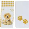 PurpleEssences Cotton Kitchen Towels Set of 2 – Absorbent Dish Towels Set Tea Towels Bar Towels Multipurpose Kitchen Linen, Drying Dish Hand Towels 16 x 28 Inch (Puppy & Paw)(Puppy & Paw)