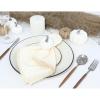 PurpleEssences Cream Cloth Napkins with Lace, 18×18 Inch Fall Thanksgiving, 100% Cotton, Set of 4 Reusable Fabric Napkins, Washable Cloth Dinner Napkins, Cream Edges(Cream – Edges – Cream)